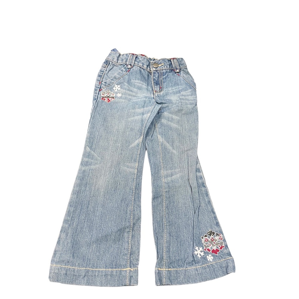 Gymboree Denim Bell Bottom Embroidered Snowflake Jeans Size 4T